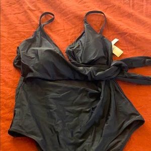 Aerie Black Wrap One Piece